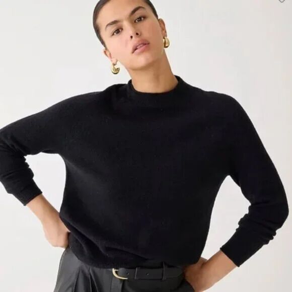 J. Crew Women’s Black Roll Neck Wool/Alpaca Sweater • Soft Heritage Knit •Size M - Picture 1 of 6